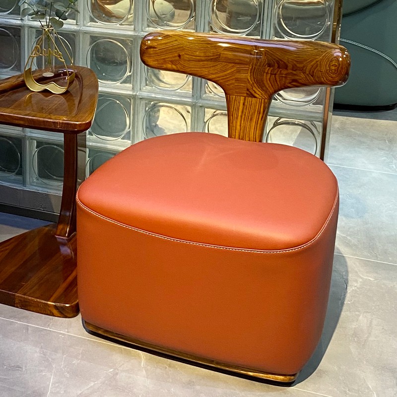 欧洛仕乌金木休闲椅懒人椅转椅中式主人椅单人真皮沙发客厅卧室