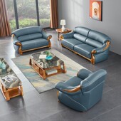 乌金木沙发欧式 真皮沙发现代家俱 高端别墅客厅家用皮艺实木新中式