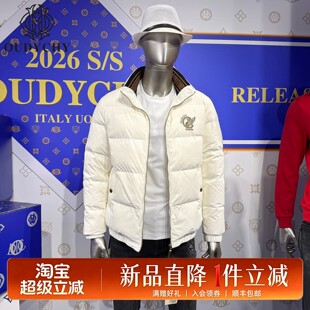 OUDYCHY/欧度2026年秋冬新款立领羽绒服时尚休闲白色修身外套男装