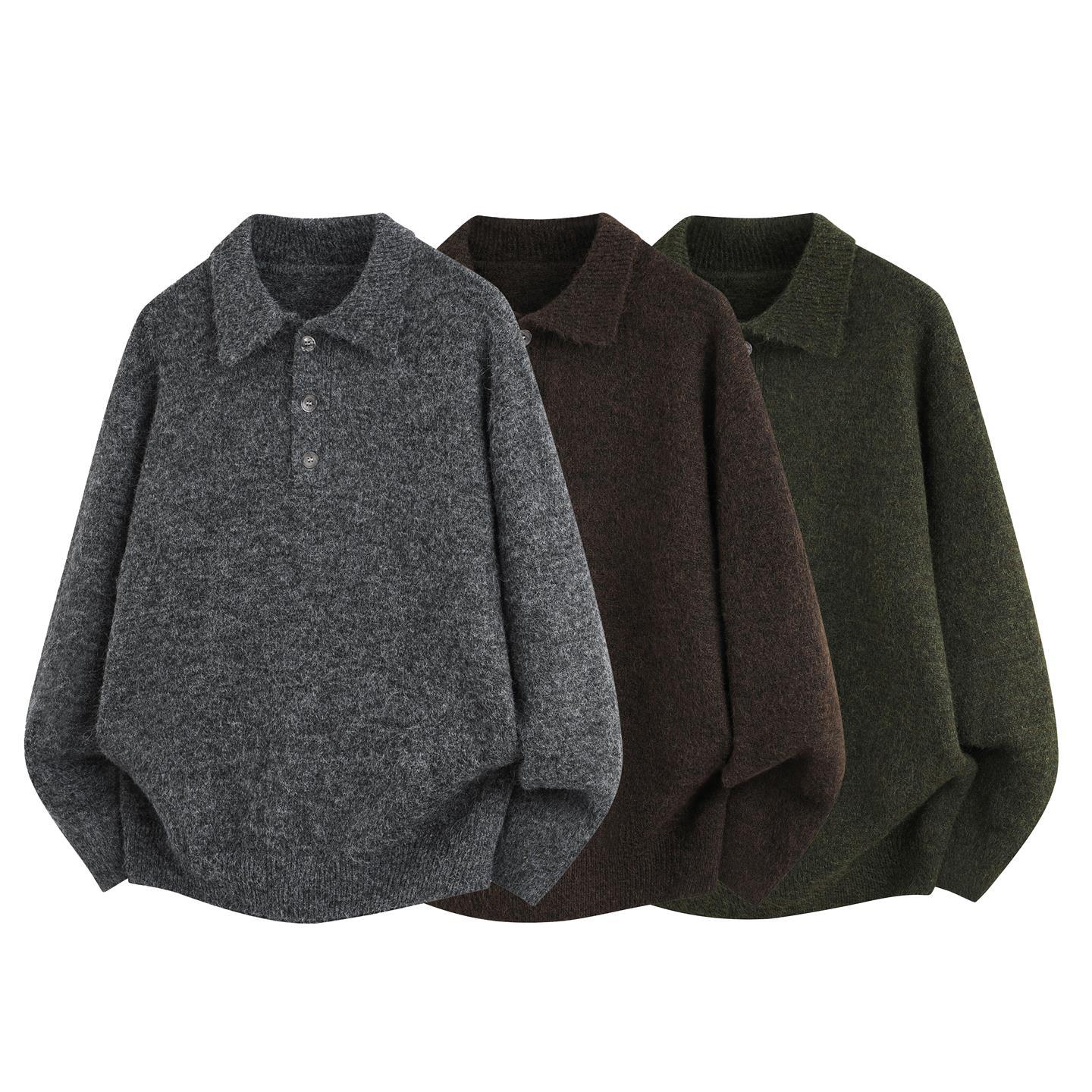 宅男社2025冬季新款潮牌开衫毛衣外套男士休闲翻领针织衫秋冬时尚