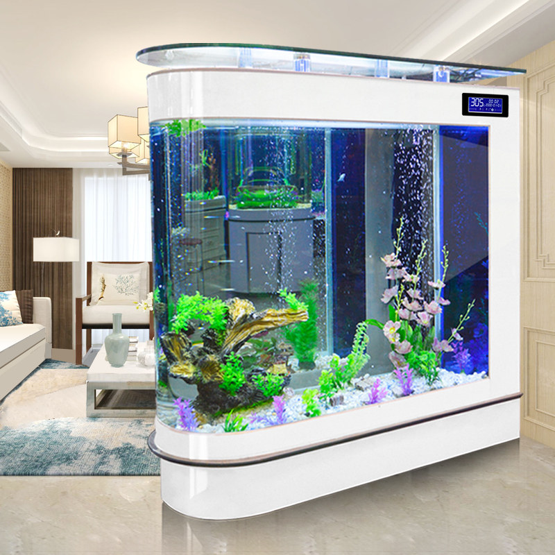 Bullet fish tank aquarium large goldfish tank 1 2 meters 1 5 meters partition ecological glass fish tank bar customization
