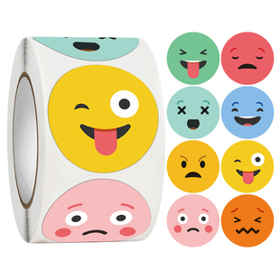 500张 饰 卷可爱卡通小表情贴纸笑脸生气表情贴日记本手账贴画装
