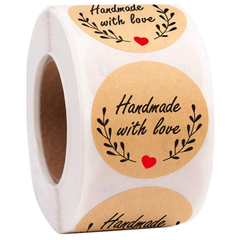 500张/卷牛皮纸橄榄枝手工制作与爱贴纸3.8厘米密封标签包装贴纸