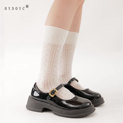 OYDOYC夏季薄款无骨袜女生纯白色中筒袜简约百搭jk棉袜长袜月子袜