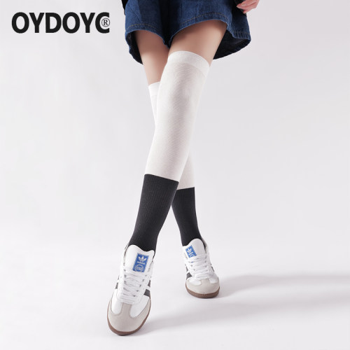 拼色过膝袜子女款微压显瘦小腿袜