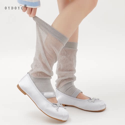OYDOYC灰色堆堆袜套女生夏季薄款小腿袜jk日系长筒袜堆积叠穿长袜