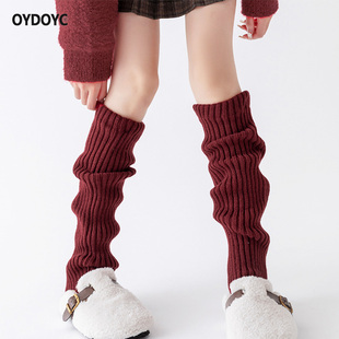 OYDOYC 秋冬季加厚保暖小腿袜套女安克拉红针织腿套长筒袜堆堆袜