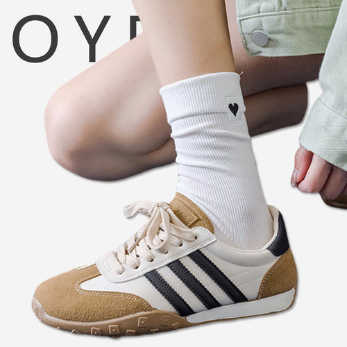 OYDOYC 2025春夏新款刺绣白色中筒袜女日系简约爱心潮袜个性穿搭