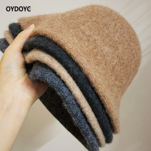 OYDOYC 高级感帽子女秋冬季渔夫帽英伦毛茸茸加厚盆帽韩系水桶帽