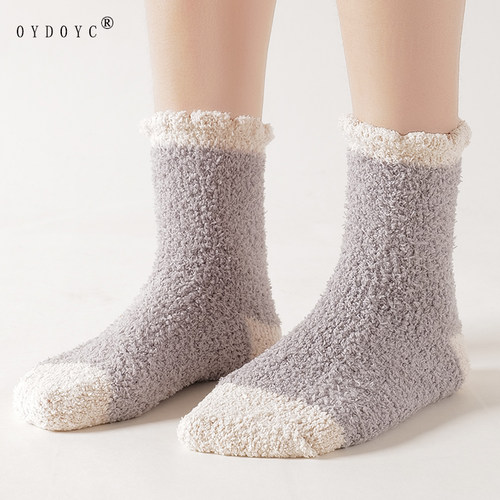 加厚保暖袜子女款冬季珊瑚绒