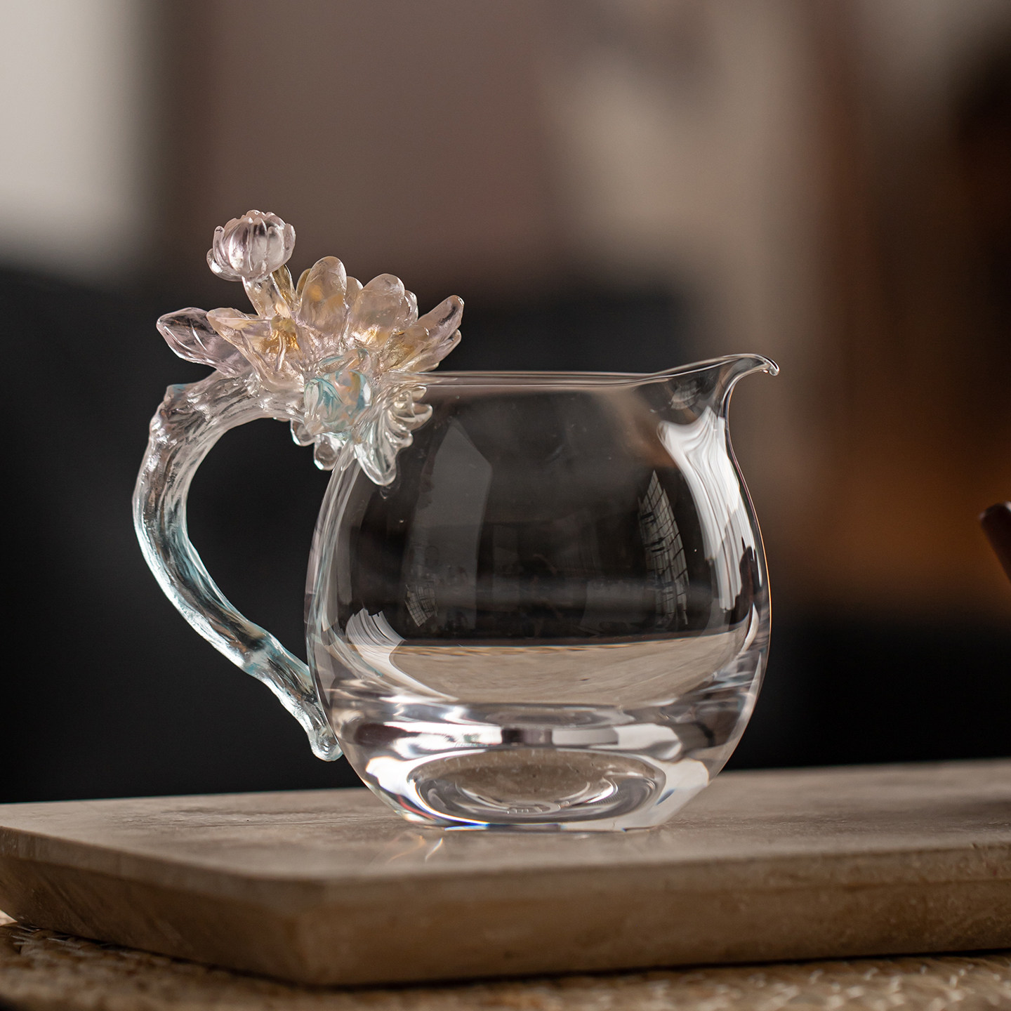 九月花神玻璃公道杯防烫分茶器图片