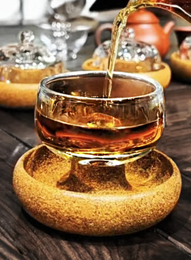 耐热水晶玻璃杯时来运转茶杯旋转不倒翁小茶杯家用品茗杯主人杯子