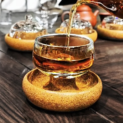 耐热水晶玻璃杯时来运转茶杯旋转不倒翁小茶杯家用品茗杯主人杯子