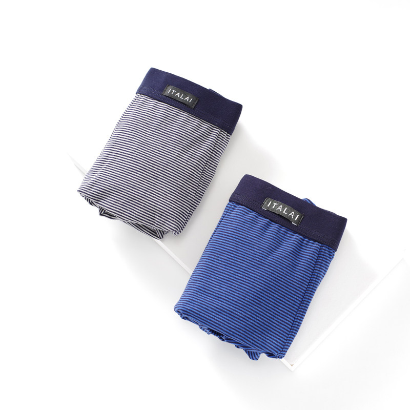 棉加莫代尔条纹意大莱男士平脚裤