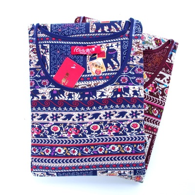 印花加肥加大码棉毛衫内衣套装