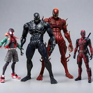 漫威SHF蜘蛛侠迈尔斯Venom毒液屠杀死侍关节可动手办儿童模型玩具