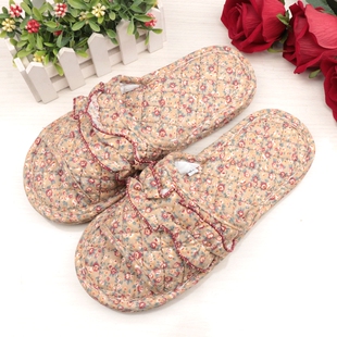 三层加厚情侣男女士布艺布底木地板拖鞋可机洗居家室内胶粒底