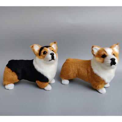 仿真柯基犬创意摆件皮毛工艺名狗