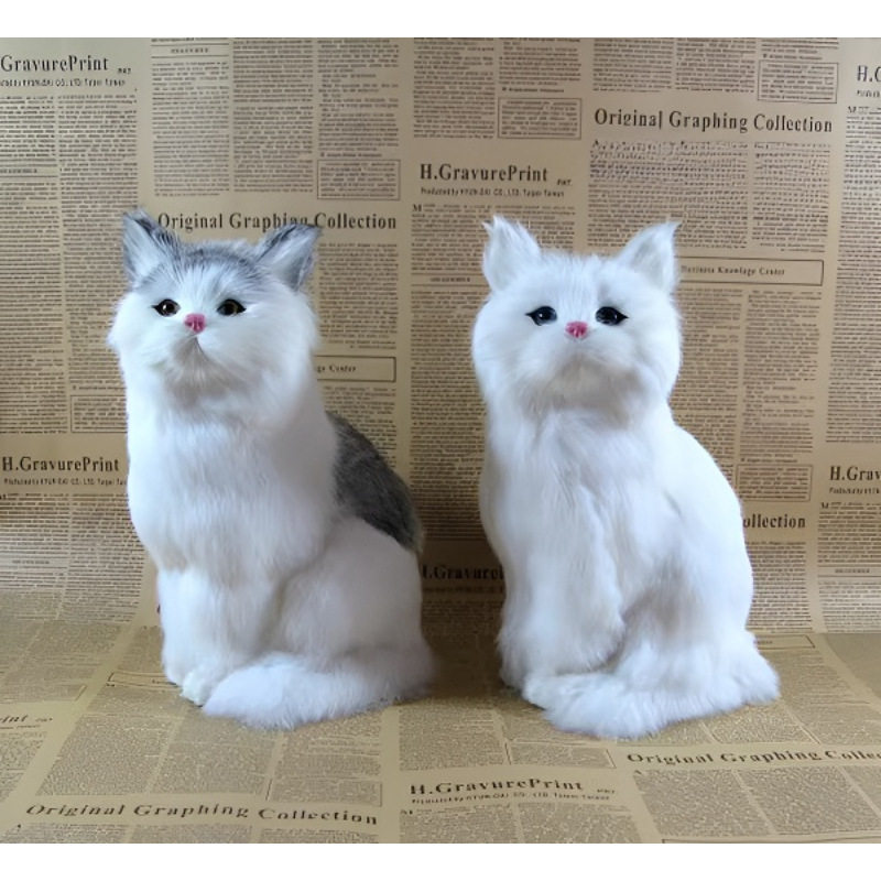 仿真动物猫咪兔皮毛工艺模型摆件车饰摆件创意手工工艺礼品礼物