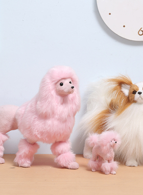 蝴蝶犬贵妇狗摆件皮毛工艺品