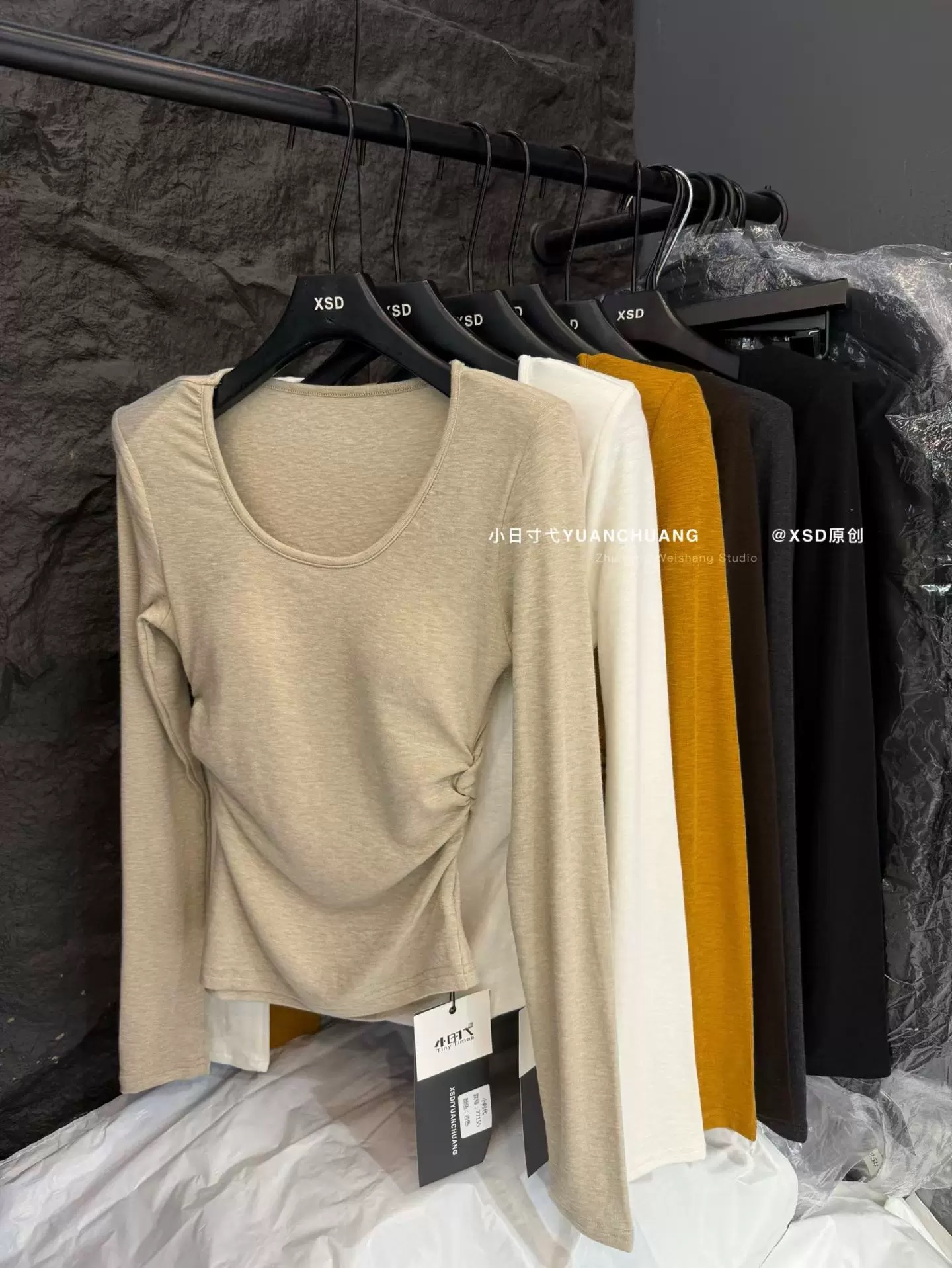 2025秋冬磨毛绒新款韩版设计感小众下摆不规则收腰显瘦长袖上衣女