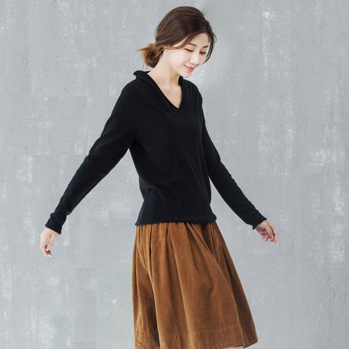 诗龄专柜品质斯琴针织衫阿达尼风格女上衣毛衣套头秋装v领