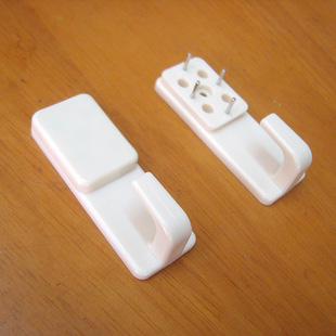 白色塑料带盖无痕钢钉挂钩2只瓷砖水泥墙缝隙油画框婚纱照KM823