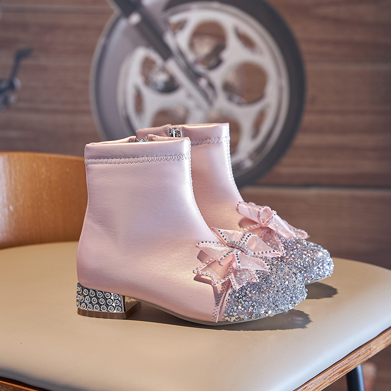 时尚韩版马丁靴软底女童高跟短靴