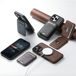 Magsafe磁吸卡包苹果16promax手机壳iPhone15plus皮套插14真皮革13钱夹式带支架12卡夹可放多张卡片适用官方