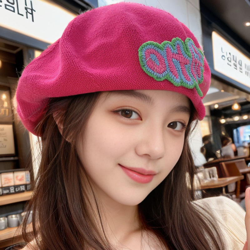 甜酷日系针织字母刺绣贝