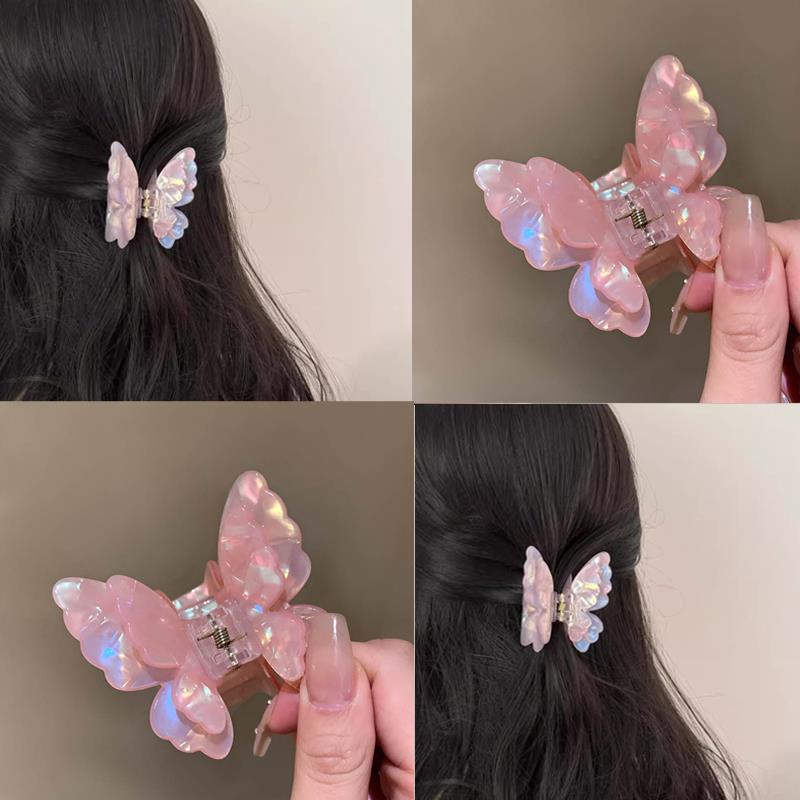 粉蝶翩翩！温柔蝴蝶抓夹！法式醋酸纯欲高级感发夹盘发鲨鱼夹发饰