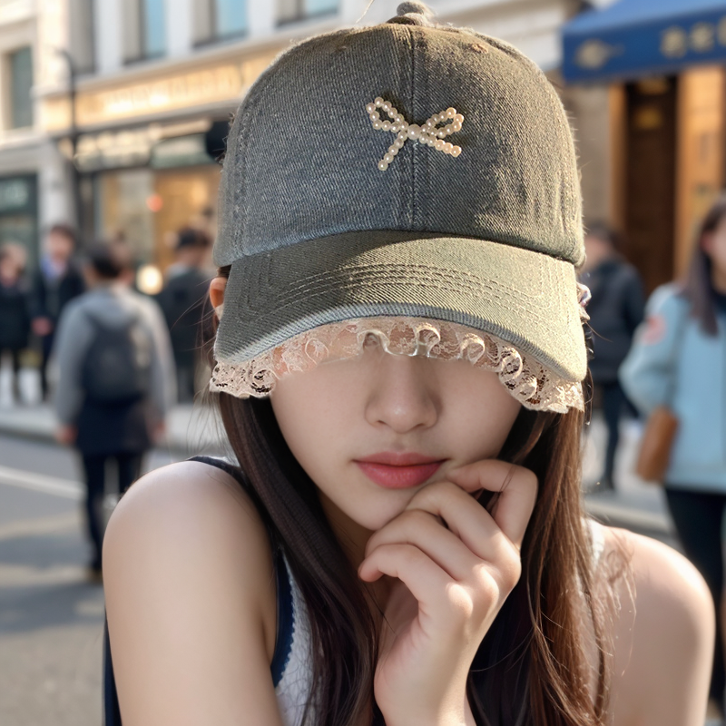 小众蕾丝花边牛仔棒球帽