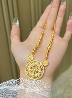 2025新款项链女黄金人生四美镶钻吊坠轻奢小众风婚嫁不掉色