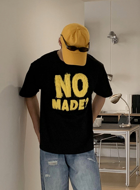 美式复古刺绣字母短袖T恤男女夏高街潮牌情侣宽松vintage半袖上衣