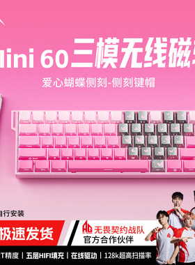 狼蛛mini60三模磁轴无线电竞游戏机械键盘电脑笔记本三角洲打瓦用