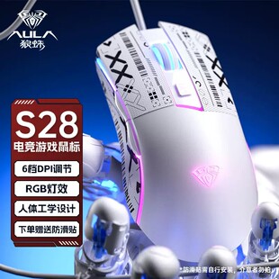 狼蛛S28电竞游戏鼠标有线RGB办公静音滑鼠人体工学三角洲打瓦外设