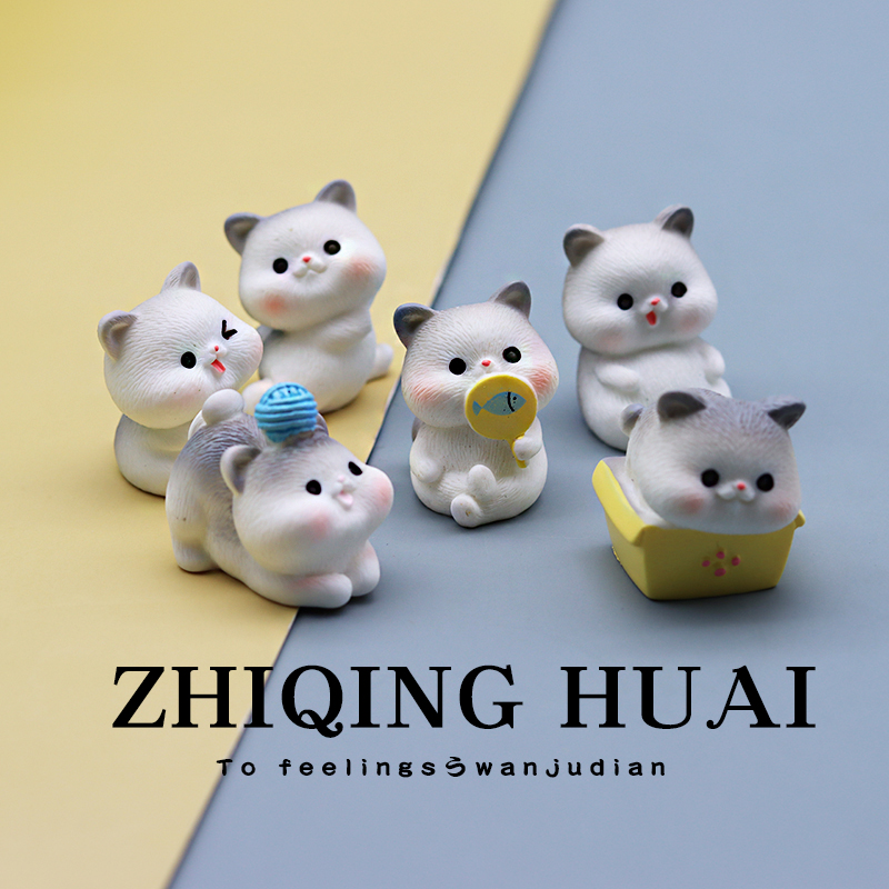 独立盲袋微缩迷你小灰猫仿真动物