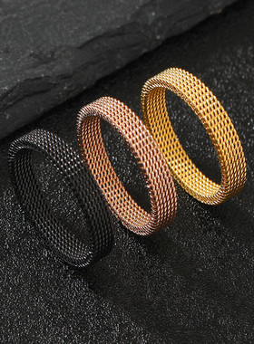 4mm网格可变形戒指时尚百搭