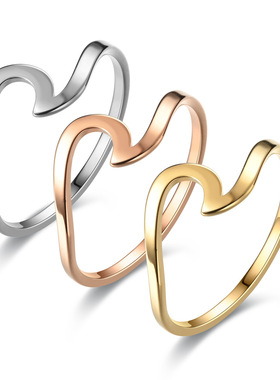 2弯曲形柔美不锈钢戒指