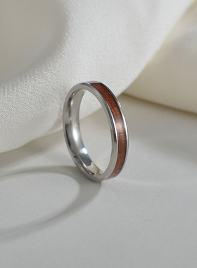 镶嵌夏威夷相思木4MM窄戒指