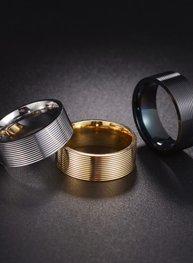 螺纹8mm钛钢戒指真空电镀指环