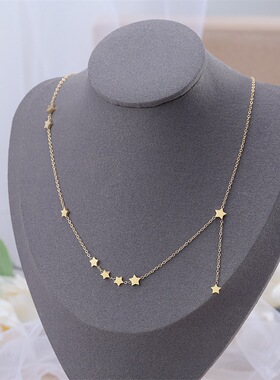 五角星星钛钢项链个性锁骨链