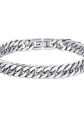 钛钢四面磨双织手链不掉色嘻哈冷淡风男女简约古巴手链珠宝扣手链