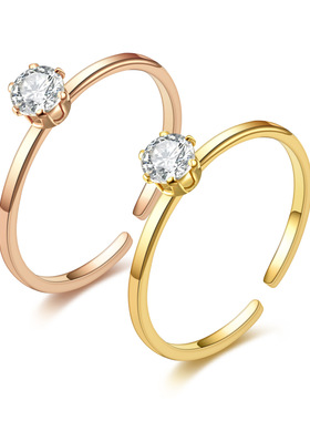 开口锆石戒指不褪色韩版小众