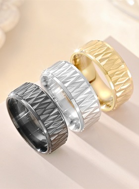 钛钢菱形批花戒指时尚设计