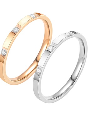 钛钢锆石指环女士尾戒关节戒