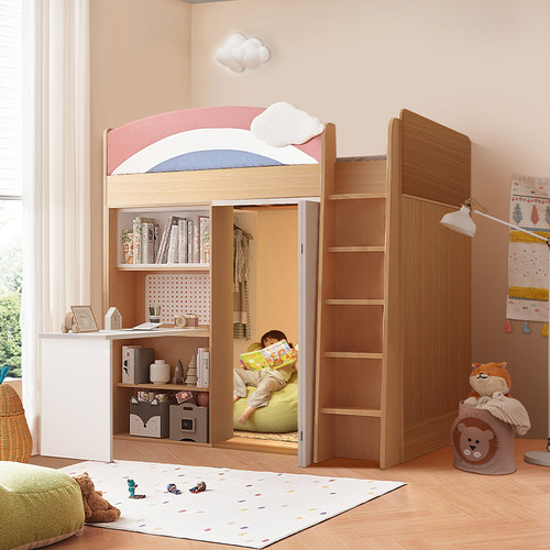 安兰图小户型上床下桌下柜儿童床