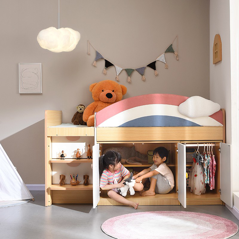 半高床儿童床床柜一体