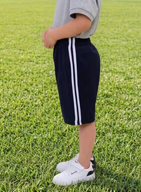 男女童夏季运动短裤五分藏蓝校裤儿童二条杠中小学生棉质宽松中裤