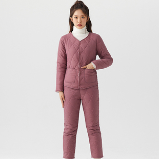 棉衣女短款棉裤两件套装加厚加绒保暖棉服内穿打底防寒羽绒棉裤子